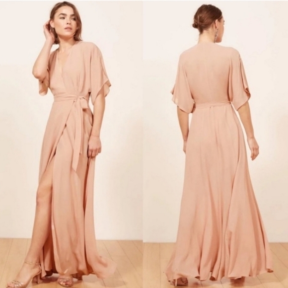 Reformation Dresses & Skirts - Reformation Winslow Champagne Bridal Gown Women's Wrap Maxi Dress Womens Size S